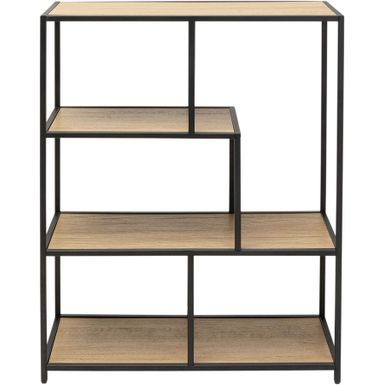 Wymiary: - szerokość: 125 cm - głębokość: 35 cm - wysokość: 200 cm Materiał:  - płyta MDF fornirowana - stal malowana proszkowo