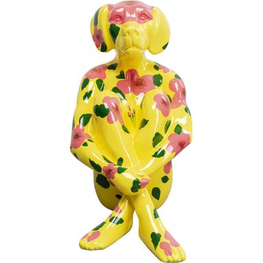Figurka dekoracyjna GANGSTER DOG 80 - żółty w kwiaty    Wymiary: - szerokość: 45 cm - głębokość: 66 cm - wysokość: 80 cm    Waga: 13 kg   ...