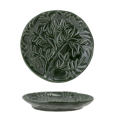 Talerz ceramiczny SAVANNA 19 - ciemny zielony    Talerz Savanna firmy Bloomingville wniesie akcent natury na Twój stół. Ma oryginalne wzory w kształcie...