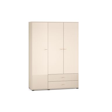 Wymiary:- szerokość: 150 cm- głębokość: 55 cm - wysokość: 210 cm   Materiał:  - korpus: płyta laminowana - fronty: płyta MDF - uchwyty: metal -...