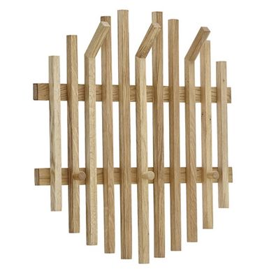 Wymiary: - szerokość: 58 cm - głębokość: 11 cm - wysokość: 60 cm   Maksymalne obciążenie: 2 kg na haczyk   Materiał: lity dąb olejowany  ...