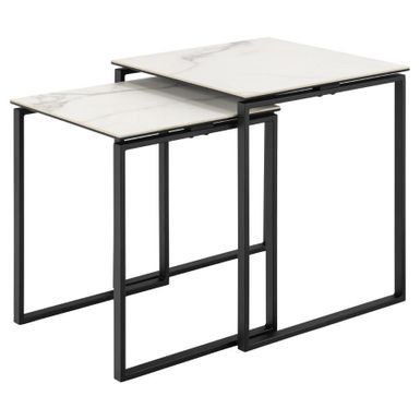 Wymiary: Większy stolik: - długość: 50 cm - szerokość: 50 cm - wysokość: 55 cm Mniejszy stolik: - długość: 43 cm - szerokość: 43 cm - wysokość:...