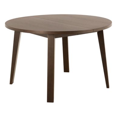 Wymiary: - średnica: 120 cm - długość po rozłożeniu: 220 cm - wysokość: 75 cm - wysokość nóg: 71 cm    Materiał:  - fornir dębowy lakierowany -...
