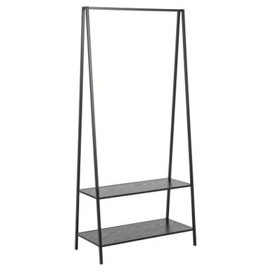 Wymiary: - szerokość: 77 cm - głębokość: 37 cm - wysokość: 165 cm   Materiał: - płyta MDF, melamina - metal malowany proszkowo, plastikowe podkładki...