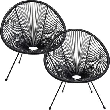 Zestaw 2 foteli ogrodowych ACAPULCO - czarny    Wymiary: - szerokość: 73 cm - głębokość: 78 cm - wysokość: 85 cm   Maksymalne obciążenie: 100 kg  ...