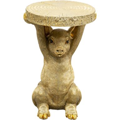 Stolik pomocniczy ANIMAL PIG 34x32 - złoty    Wymiary: - długość: 34 cm - szerokość: 32 cm - wysokość: 52 cm   Waga: 6,5 kg    Materiał:...