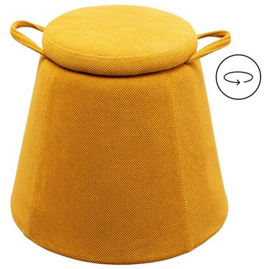 Pufa ze schowkiem i uchwytami THIMBLE - żółty    Wymiary: - szerokość: 50,5 cm - głębokość: 50,5 cm - wysokość: 48,5 cm   Maksymalne obciążenie:...