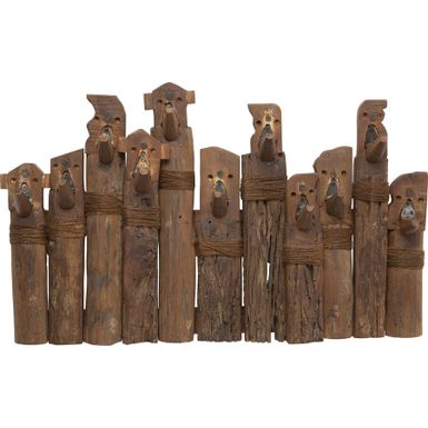 Wieszak ścienny BE MIND 44x68 - drewno z recyklingu    Wymiary: - szerokość: 68 cm - głębokość: 5 cm - wysokość: 44 cm   Waga: 5,1 kg   Materiał:...