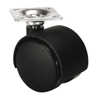 Kółko meblowe podwójne, udźwig 35 kg, skrętne, z osłoną z płytką do przykręcania, wymiary: płytka montażowa 42 x 42 mm, czarny, wysokość...