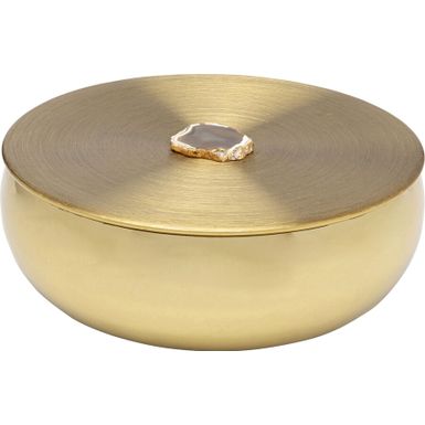Pudełko na biżuterię SHINE 24 - złoty/agat    Wymiary: - szerokość: 24 cm - głębokość: 24 cm - wysokość: 9 cm   Waga: 0,74 kg   Materiał:  -...