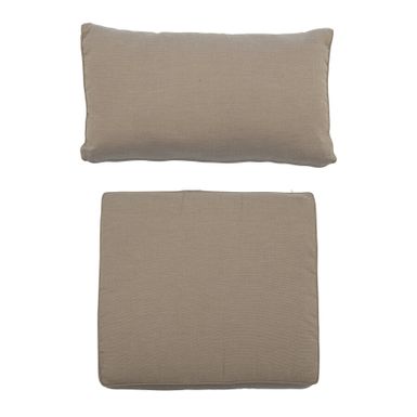 Wymiary: - większa poduszka / siedzisko: 66 x 58 x 9 cm - mniejsza poduszka / oparcie: 75 x 23 x 45 cm   Materiał: - 100% poliester - wypełnienie: 100%...