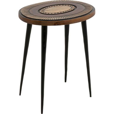 Stolik kawowy MEDINA OVAL 40x30 - brązowy    Wymiary: - długość: 40 cm - szerokość: 30 cm - wysokość: 45 cm - grubość blatu: 2,5 cm   Maksymalne...