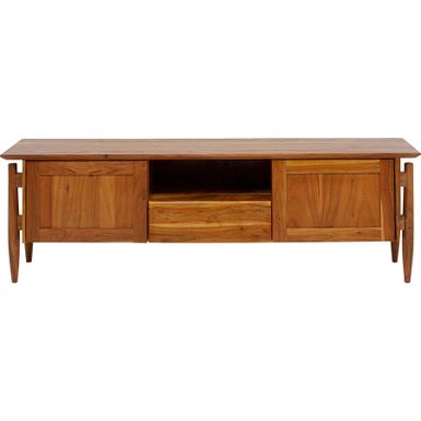 Szafka RTV 2-drzwiowa DENVER - brązowy Wymiary: - szerokość: 175 cm - głębokość: 40 cm - wysokość: 55 cm Materiał:  - korpus / fronty:  lite drewno...