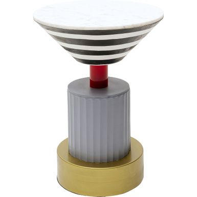 Stolik boczny MEMPHIS - wielokolorowy Wymiary: - średnica: 35 cm - wysokość: 48 cm Materiał: - marmur - stal malowana proszkowo Waga: 9,3 kg Maksymalne...
