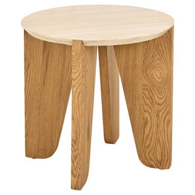Wymiary: - średnica: 50 cm - wysokość: 50 cm Materiał: - blat: płyta meblowa w optyce trawertynu - podstawa: MDF, plastikowe stopki Waga netto: 10,5 kg...