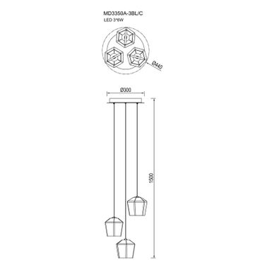 Lampa wisząca COLORE MD3350A-3BL/C - transparentny Wymiary: - szerokość: 30 cm - głębokość: 17 cm - wysokość: 150 cm Materiał:  - metal - szkło...