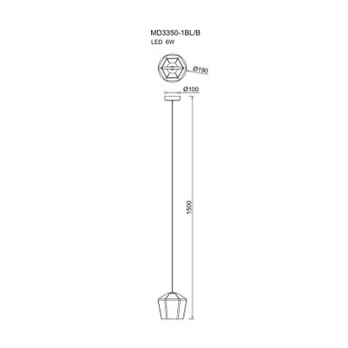 Lampa wisząca COLORE MD3350-1BL/B - niebieski Wymiary: - szerokość: 17 cm - głębokość: 10 cm - wysokość: 150 cm Materiał:  - metal - szkło...
