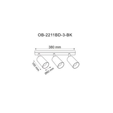 Lampa sufitowa REN 3 reflektory OB-2211BD-3-BK - czarny Wymiary: - szerokość: 38 cm - głębokość: 6 cm - wysokość: 16,5 cm Materiał:  - metal - szkło...