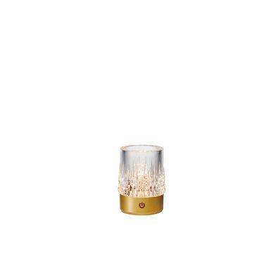 Lampka stołowa NHTD-N08-G - złoty Wymiary: - średnica: 10,5 cm - wysokość: 7,8 cm Materiał: tworzywo Właściwości:  - gwint: zintegrowany LED - ilość...