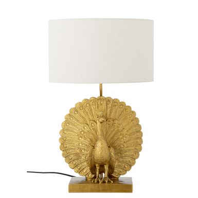 Lampa stołowa Peacock marki Creative Collection jest wykonana z polyresinu o złotej powierzchni i ma rzeźbiarską podstawę przedstawiającą pawia. Abażur...