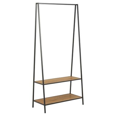 Seaford clothes rack, frame and base matt black rough powder coated steel, with ClothesBar, 77x37x165 cm