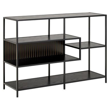  Wymiary: - szerokość: 114 cm - głębokość: 35 cm - wysokość: 78 cm - wysokość nóżek: 6,8 cm   Materiał: - MDF, melamina - stal malowana proszkowo...
