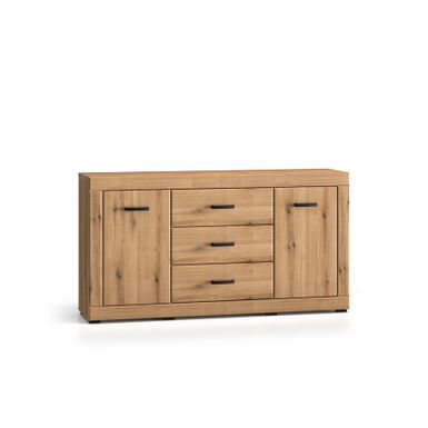 Wymiary:  - szerokość: 160 cm - głębokość: 40 cm - wysokość: 85 cm   Materiał:  - korpus: płyta laminowana - front: płyta MDF Kolor: dąb Evoke...