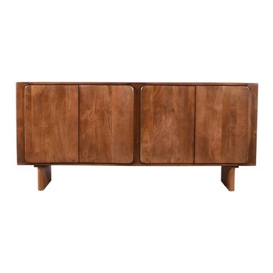 Wymiary: - szerokość: 165 cm - głębokość: 43 cm - wysokość: 75 cm Materiał: drewno mango Kolor: mango orzech włoski Montaż: nogi do przykręcenia