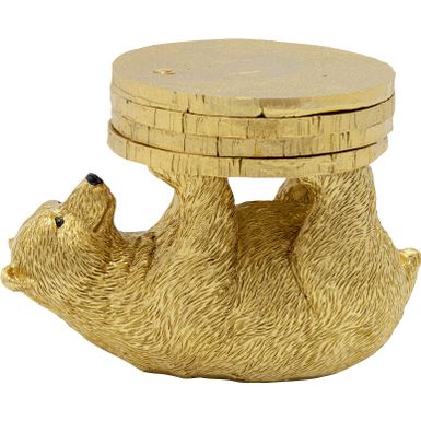 Zestaw 4 podkładek PLAYING BEAR - złoty