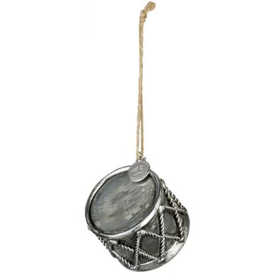 Dekoracja choinkowa Serafina Drum Ø5x4 cm antyczne srebro