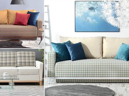 Fotel i sofa w kratę - stylowy zestaw wypoczynkowy
