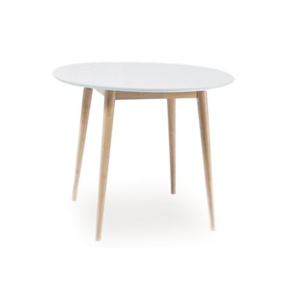 Stół okrągły LARSON 90 cm - biały/dąb bielony