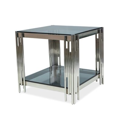 Ława FOSSIL B 55x55 - srebrny/szkło dymione