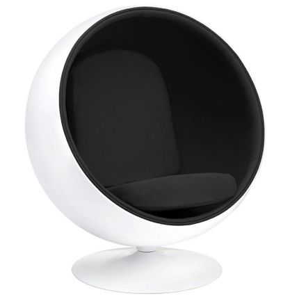 Fotel BALL - biały/czarny
