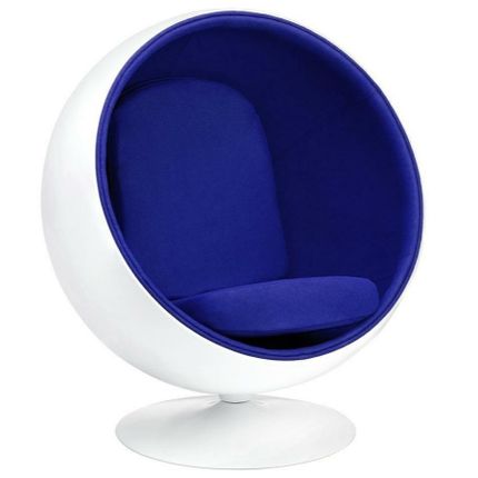 Fotel BALL - biały/niebieski