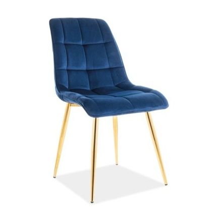 Krzesło CHIC VELVET Złoty - granatowy Bluvel 86