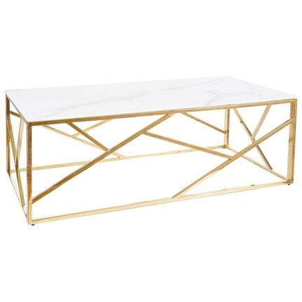 Ława ESCADA A II 120x60 - biały efekt marmuru/złoty