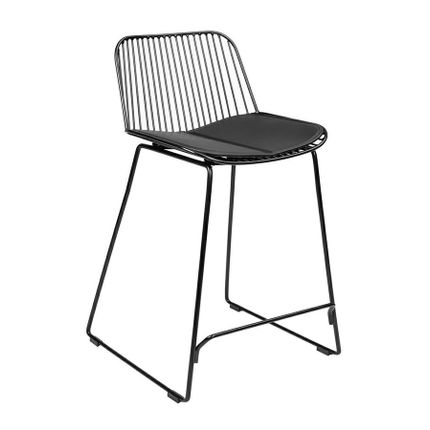 Hoker metalowy z ekoskórą MILES 66 cm - czarny