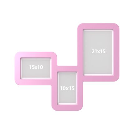 Ramka na 3 zdjęcia TRI FRAME z kolekcji PLUS - różowy