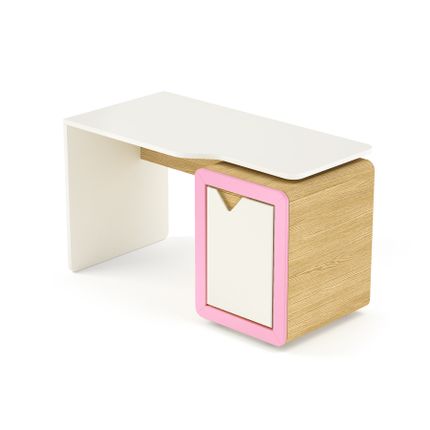 Biurko z kontenerkiem z kolekcji FRAME - dąb/rózowy