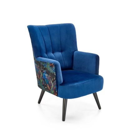 Fotel welurowy PAGONI - granatowy Bluvel 86