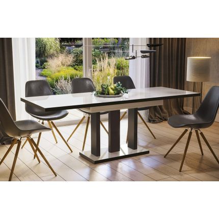Stół rozkładany APPIA BLACK 130/210x80 - biały połysk