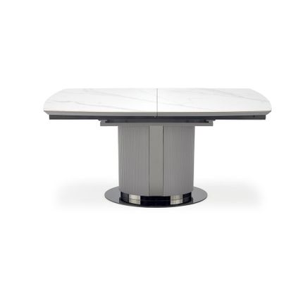 Stół rozkładany DANCAN 160-220x90 - biały marmur/popiel