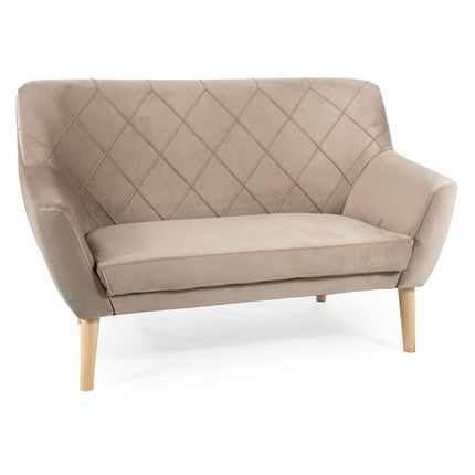 Sofa 2-osobowa KIER 2 Velvet - buk/ciemny beżowy Bluvel 40