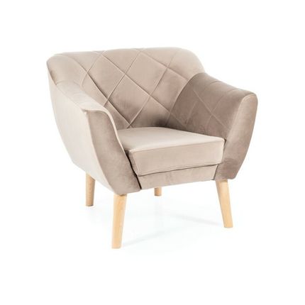 Fotel KARO 1 Velvet - buk/ciemny beżowy Bluvel 40