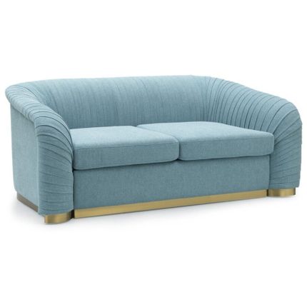 Sofa 2-osobowa MELVA - niebieski/złoty