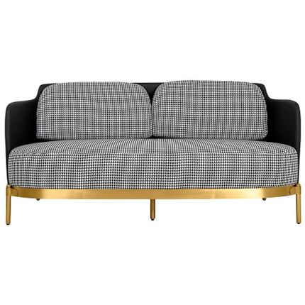 Sofa 2-osobowa VENICE - pepitka/czarny/złoty