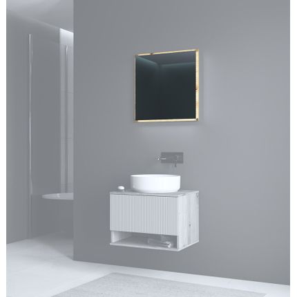 Lustro z oświetleniem LED AVIOLA 60x60 - dąb artisan