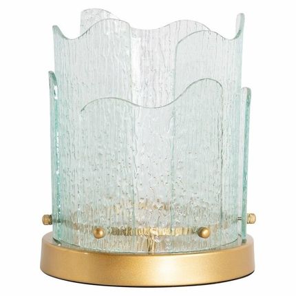 Świecznik szklany DANILA S - transparentny/złoty