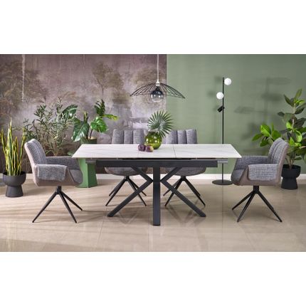 Stół rozkładany PLATAN 140/180x85 - biały marmur/czarny